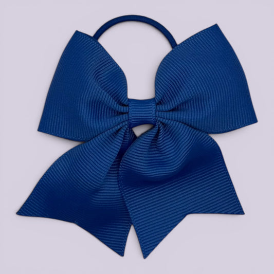 Royal blue four tailed school hair bow bobble