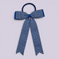 Royal blue gingham tailed school hair bow bobble