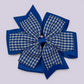 Royal blue gingham school hair bow clip