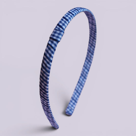 Royal blue gingham school hair headband