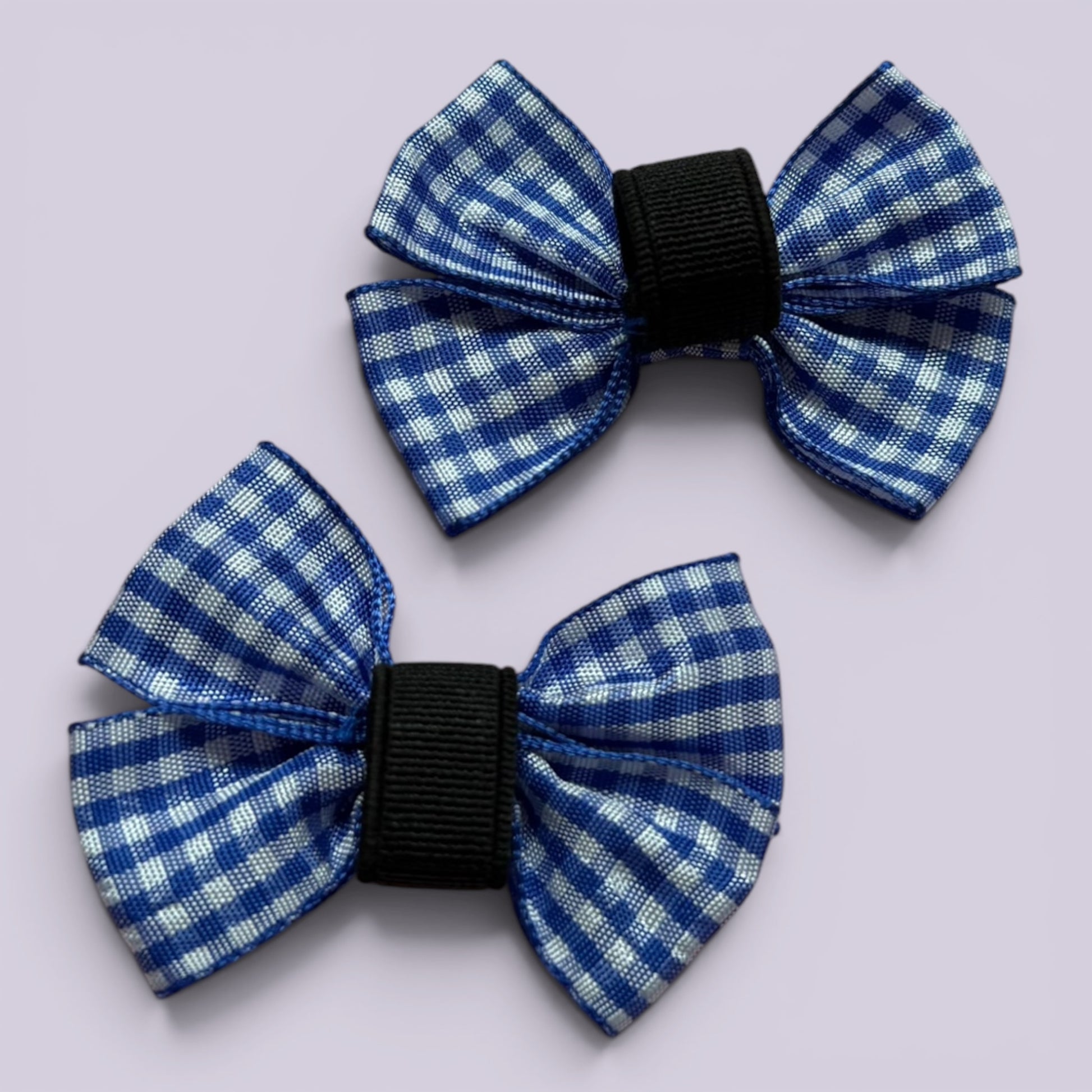 Royal blue gingham matching school shoe bows