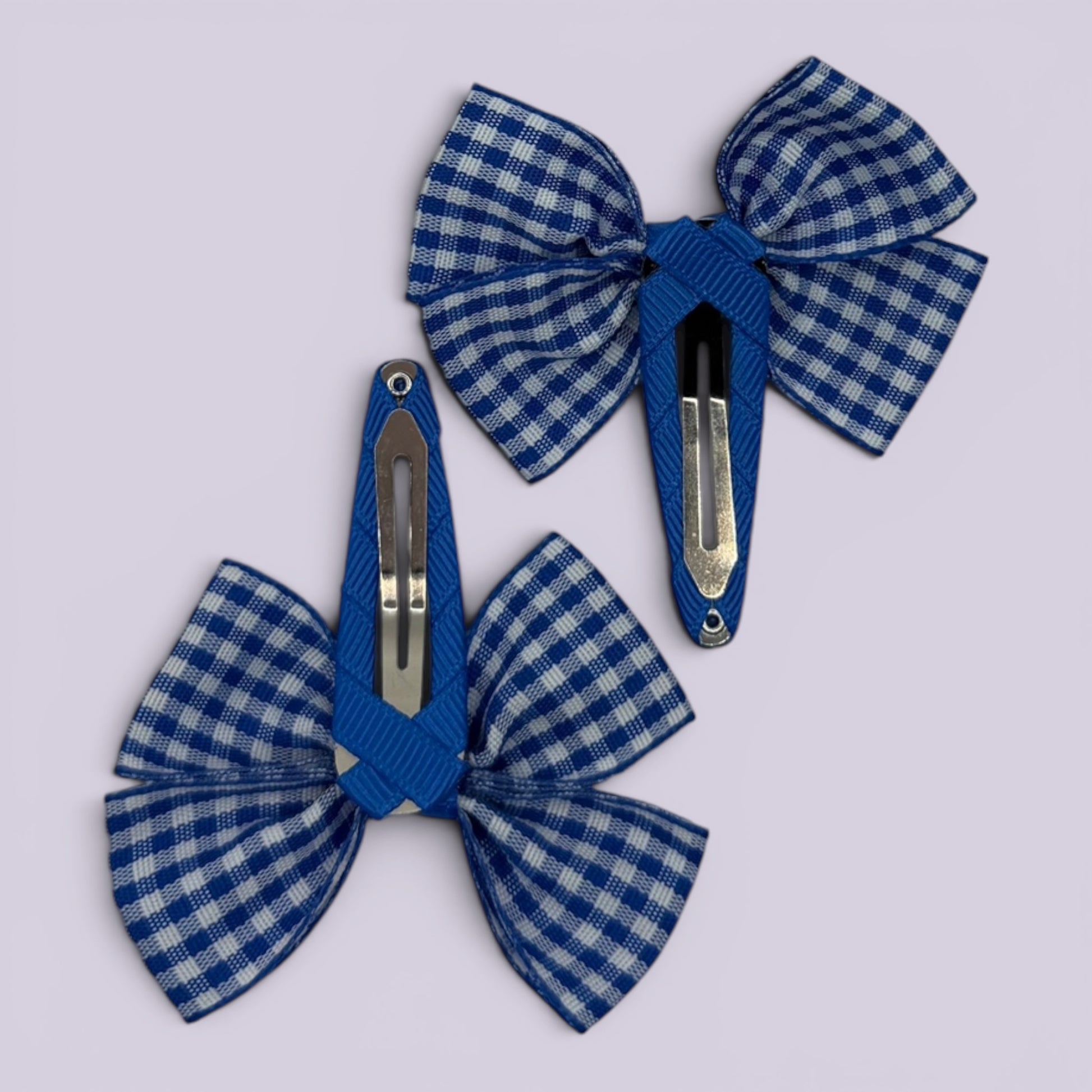 Royal blue gingham butterfly snap clips on card