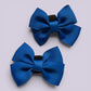 Royal blue shoe bows close up