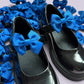 Royal blue school uniform shoe bows