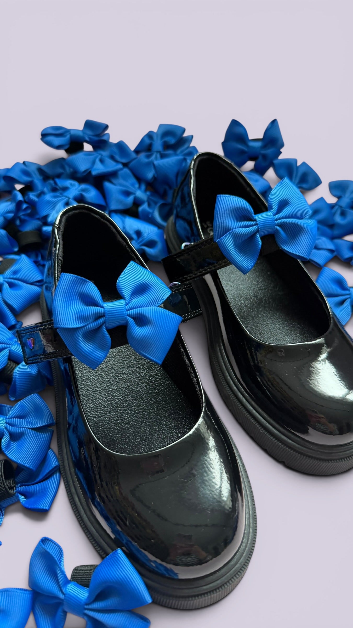 Royal blue school uniform shoe bows