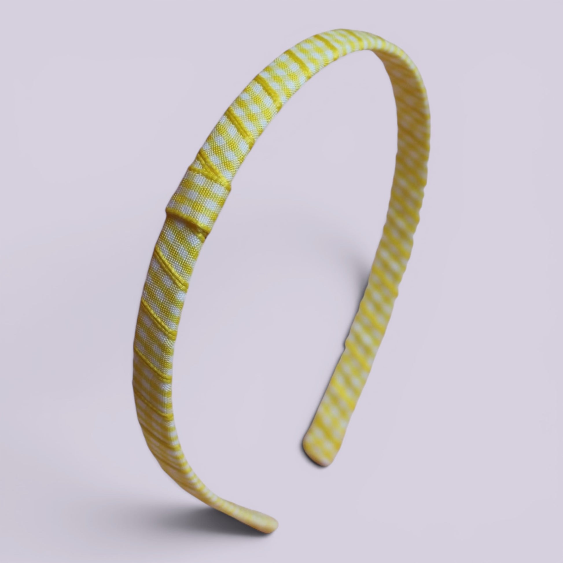 Yellow gingham school hair headband