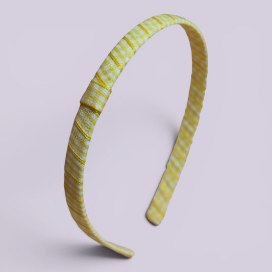 Yellow gingham school hair headband
