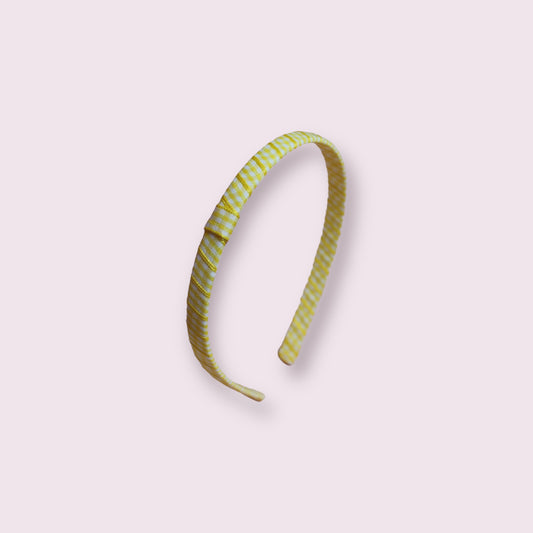 Yellow gingham school hair headband