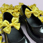 Yellow gingham school uniform shoe bows