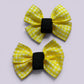Yellow gingham matching school shoe bows
