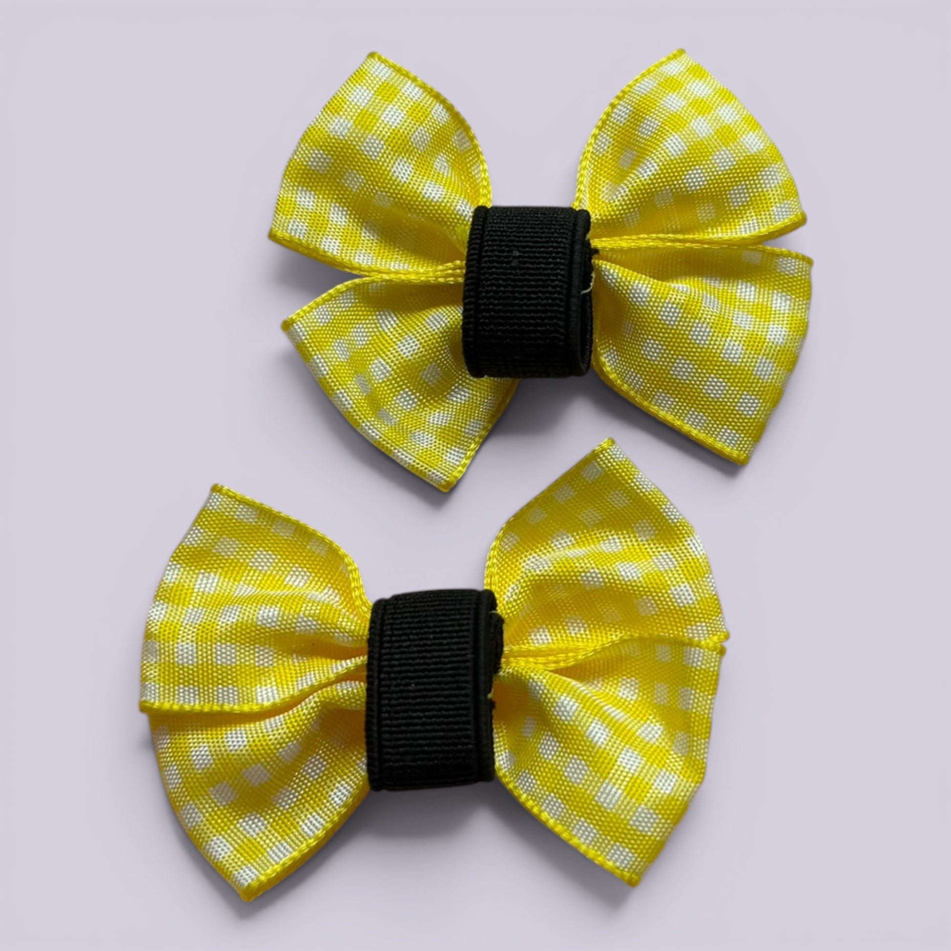 Yellow gingham matching school shoe bows