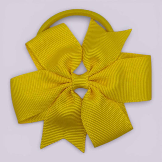 Yellow pinwheel school hair bow bobble