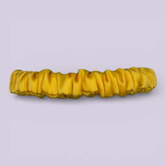 Yellow silk school hair scrunchie