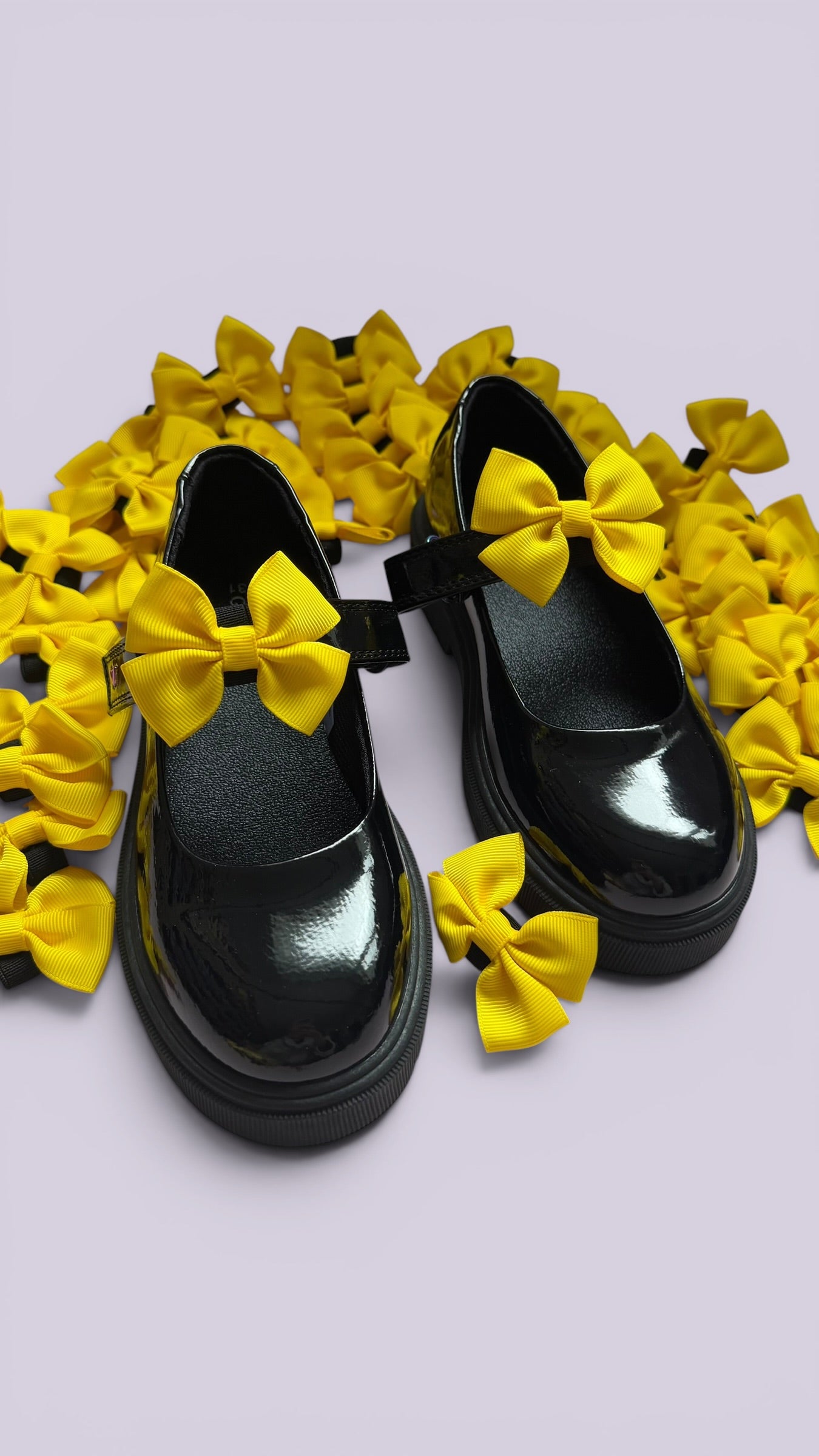 Yellow shoe bows for school uniform